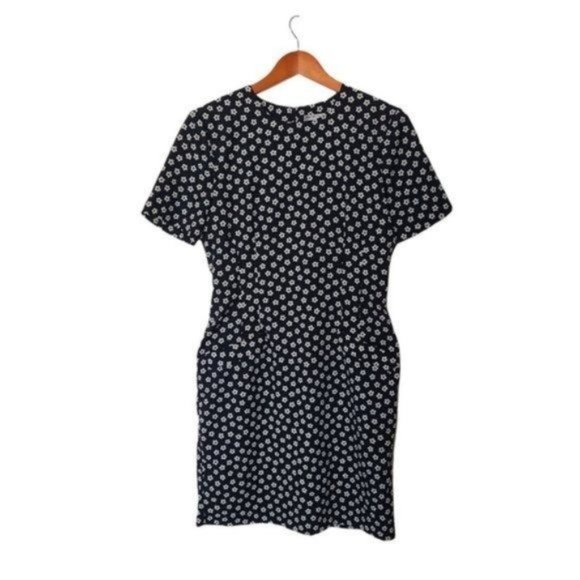 Vintage Misty Lane Black Daisy Floral Dress size 9 10 - Picture 2 of 9